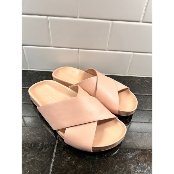 Everlane Women's The Form Crossover Leather Slide Sandals Summer Pink Size 6 - Picture 2 of 10